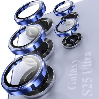 YWXTW Camera Lens Protector for Samsung Galaxy S25 Ultra, [5X Stronger] Individual Metal Ring Tempered Glass Camera Screen Protector for S25 Ultra Accessories, Anti Scratch, 1 Set (Titanium Blue) - Image 1
