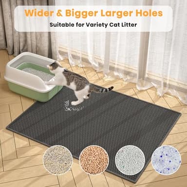 Pieviev 2 Packs Cat Litter Mat Double Layer Waterproof Urine Proof Trapping Mat (30''X24'', Black) - Image 3