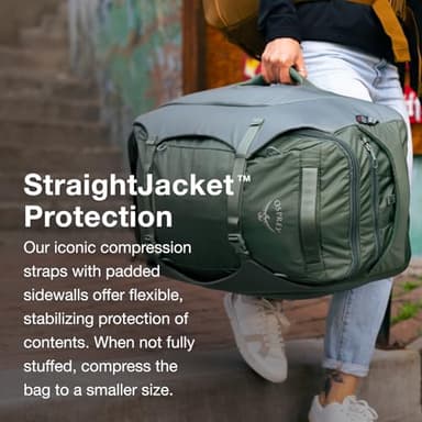Osprey Sojourn Porter 46L Travel Backpack – Carry-On Compliant Luggage with StraightJacket Compression and Padded Laptop Sleeve – Secure, Durable Pack for International or Urban Travel, Koseret Green - Image 3