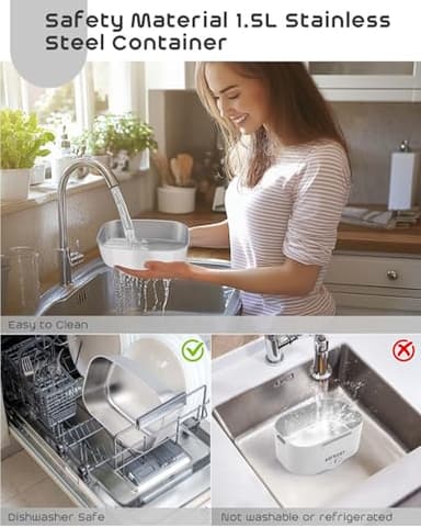 AsFrost Hot Lunch Box for Adults, 80W Fast Electric Lunch Box, 3 IN 1 Leakproof Lunch Electric Box Food Heater for 12/24/110V Car, Truck, Office Use, Food-Grade SS Container Heated LunchBox - Grey - Image 7