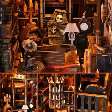 ETKVR Book Nook Kit, Book Nook Kits for Adults DIY Booknook Model Build, DIY 3D Wooden Puzzle Bookend Booknook Bookshelf Insert Miniature Dollhouse Kit for Home Decoration - Image 3
