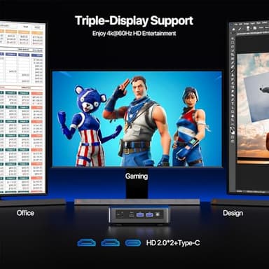PELADN Mini PC,Twin Lake N150(Upgraded N100),16GB DDR4/512GB SSD,Type-C/Dual HD,Mini Desktop Computer,WiFi5 4K/60Hz Triple-Display USB3.2/BT4.2 Mini Computers for Home Business - Image 4