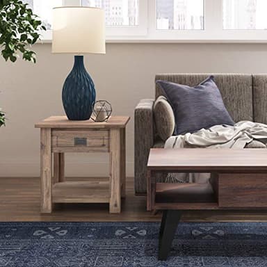 SIMPLIHOME Monroe SOLID ACACIA WOOD 22 inch Wide Square Rustic End Table in Rustic Natural Aged Brown for the Living Room and Bedroom - Image 2