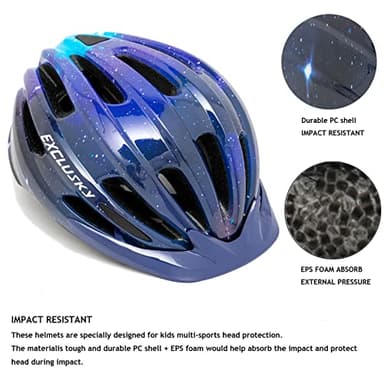 Kids Helmet Exclusky Bike Helmet for Kids Child Boys Girls Bicycle Helmet Age 5-13 Adjustable Cycle Helmet 50-57cm - Image 4