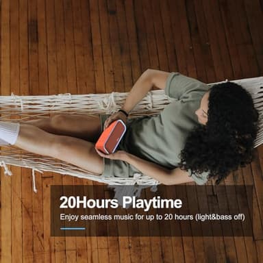 DOSS SoundBox Pro Bluetooth Speaker with 20W Stereo Sound, Active Extra Bass, IPX6 Waterproof, TWS Pairing, Multi-Colors Lights, 20H Playtime, Portable for Beach, Outdoor-Orange - Image 5