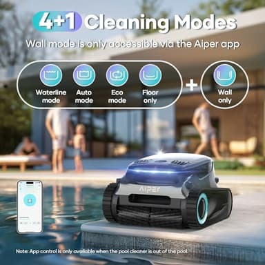 AIPER Cordless Robotic Pool Cleaner, Horizontal Waterline Cleaning, App Support, 180-Min Battery Life, Ideal for In-Ground Pools up to 2,150 Sq.ft, Scuba S1 Pro (Renewed) - Image 6