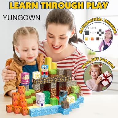 YUNGOWN 200PCS Magnetic Blocks Building Toys Set, Light Up Build 3D Magnetic Building Blocks for Kids Boys Girls Ages 3+, Magnet Cubes STEM Sensory Christmas Birthday Gift Construction Toys - Image 6