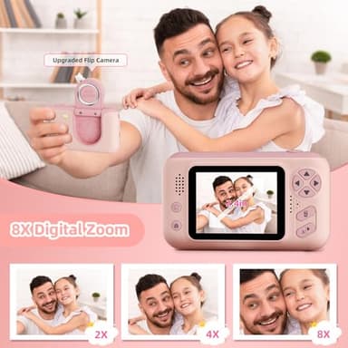 Kids Camera Girls for 3 4 5 6 7 8 9 Years Old Girls,1080P HD Video Selfie Camera with 32G SD Card Kids Digital Camera Toys for Toddler Birthday Gifts Pink - Image 3