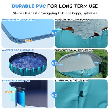 Bilibara 97'' Foldable Dog Pool, Kiddie Pool, Plastic Non-Slip Kids Pools, Heavy Duty Dog Pad for Large Dogs, Oversized Pet Dogs Bathtub, Indoor and Outdoor Kids Pet Wading Pools - Image 2