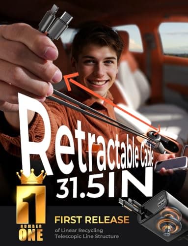 LISEN Retractable Car Charger for iPhone 17, 69W USB C Car Accessories Adapter USB C Charger Fast Charging, Gifts for Women Men, Travel Essentials, for iPhone 17 Pro Max Air 16 15 14 13 12 Samsung S25 - Image 3