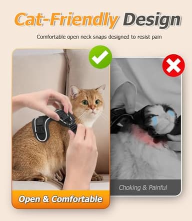 Halypet Cat Harness and Leash Set [MAX Safety 4th-Gen Upgrade] Escape Proof Adjustable Cat Leash Comfortable Soft Vest Easy to Wear Kitten Harness with Reflective Strip for Cats Walking, M Black - Image 5