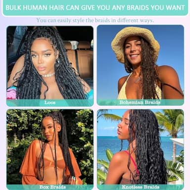 Human Braiding Hair for Boho Braids Deep Wave Bundles Human Hair 150g 6 Bundles/Pack 14 Inch Bulk Boho Hair for Braiding 12A Brazilian Curly Boho Braids Human Hair Braiding Hair Natural Color - Image 6