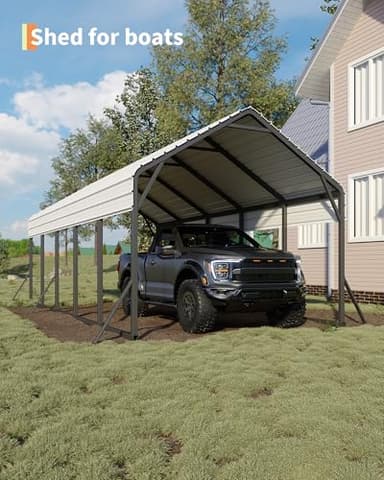 GarveeLife 13'x26'x11' Oversized Metal Carport, Steel Heavy Duty Car Ports for All-Weather, Tall Carport for Full-Size Pickup Trucks, Boats, and Tractors, N.W. 780 Lbs - Image 7