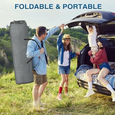 ZENPETIO Camping Cots for Adults, Portable Folding Sleeping Cot with Carry Bag, 1200D Double Layer Oxford Ultra Soft Cot Bed with Mattress, Tent Cot for Travel Office Hospital, Support 500lbs, Gray - Image 2