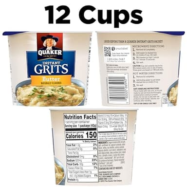 Quaker Instant Grits, Butter Flavor, Breakfast Cereal 1.48 Ounce (Pack of 12) - Image 2