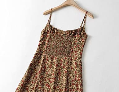 Omoone Womens Floral Dress Low-Cut Square Neck Spaghetti Strap Tie Bodycorn 90s Y2k Sun Dresses (01 Yellow, Small) - Image 7