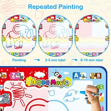 Jasonwell Aqua Water Doodle Mat 31x31 Inches Large Magic Drawing Doodling Mat Coloring Mat Educational Toys Christmas Birthday Gifts for Kids Toddler Boys Girls Age 2 3 4 5 6 7 8 Year Old (Alphabet) - Image 2