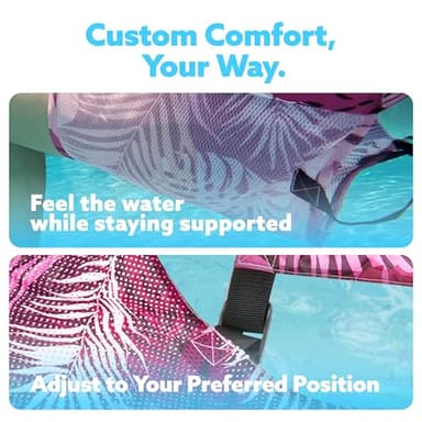 SLOOSH Inflatable Pool Floats Adult,2 Packs Floating Lounge Chairs,Blow up Pool Noodles for Adult Heavy Duty,Floating Chair for Party Summer Water Beach Lake Fun,Tropical Leaves-Pink,Blue - Image 4