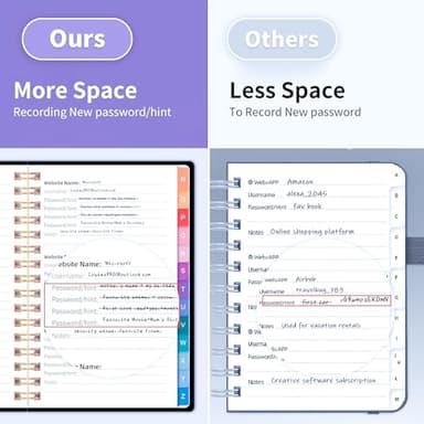 Spiral Password Book with Alphabetical Tabs - 5.8" X 8.2" Small Password Keeper Book with Inner Pocket for Seniors, Large Print, Hardcover, 450 Logins – Monthly Planner ，Home, Office, Family Planning - Image 4
