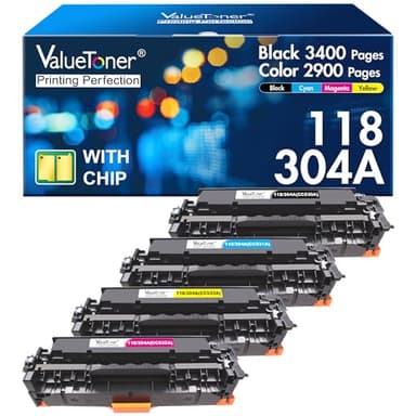 304A Toner Cartridge Replacement for HP 304A for Canon 118 CP2025DN CM2320N CM2320NF CM2320FXI MFP MF8580CDW MF8350CDN MF8380CDW MF726CDW LBP7660CDN LBP7200CDN Printer (Black, Cyan, Magenta, Yellow) - Image 1