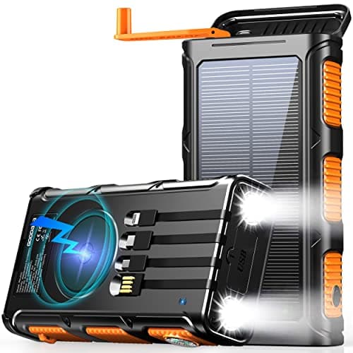 GOODaaa Power Bank Wireless Charger 45800mAh Built in Hand Crank and 4 Cables 15W Fast Charging Power Bank 7 Outputs & 4 Inputs Solar Portable Charger, SOS/Strobe/Strong Flashlights, Compass - Image 1