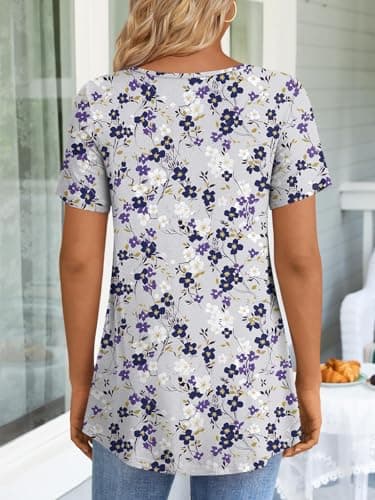 LONGYUAN Women's Plus Size Tunic Tops Summer Short Sleeve Shirts with Leggings Flowy Blouse Fl XXX-Large - Image 3