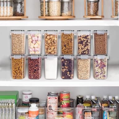 Vtopmart Airtight Food Storage Containers 12 Pieces 1.5qt / 1.6L- Plastic BPA Free Kitchen Pantry Storage Containers for Sugar, Flour and Baking Supplies - Dishwasher Safe - Include 24 Labels, Black - Image 4