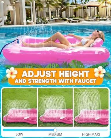 Snowalva Inflatable Tanning Pool Lounger Float, 80" x 66"Pool Floats Adult with Automatic Spray Cooling, 5 in 1 Suntan Tub Raft Floatie, Sunbathing Bed Lounge for Pool Party Yard Tanning Summer Gift - Image 2