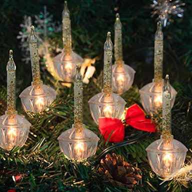 Gold Christmas Bubble Lights Set, 11Ft Vintage Christmas String Lights with 8 Golden Bubble Lights (1 Spare) C7/E12 Base, UL Listed for Indoor Outdoor Holiday Tree Fireplace Window Party Decorations - Image 1