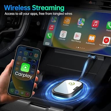 Wireless CarPlay Adapter for Apple iPhone, Converts Factory Wired CarPlay to Wireless CarPlay 2024 Upgrade Plug & Play Auto Connect Fast Easy Use for Cars from 2017 & iPhone iOS 10+ Matte Black - Image 2
