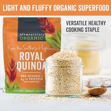 Viva Naturals Organic Quinoa,24 oz (1.5 lb)-Gluten Free and Vegan Complete Plant Protein,Easy to Use Source of Fiber and Iron,USDA Organic and Pre Washed,Non-GMO Whole Grain Rice and Pasta Substitute - Image 2