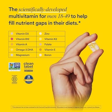 Ritual Multivitamin for Men 18+ with Zinc, Vitamin A and D3 for Immune Function Support*, Omega-3 DHA, B12, K2, Gluten Free, Non-GMO, Vegan, Mint Essenced, 30 Day Supply - Image 2