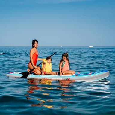 Inflatable Stand Up Paddle Board with SUP Accessories & Backpack. Paddle Boards for Adults. Non-Slip Deck, Wide Stance, Bottom Fin, Double Action Pump. - Image 7