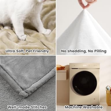 David's Home Soft Fleece Blanket King Size, 300GSM Warm Comfy for Fall Winter, Cozy Plush Lightweight Fuzzy Blanket for Bed, Couch, Sofa, Travel, Office, Chirstmas Gift for Women,Grey,108x90 inches - Image 5