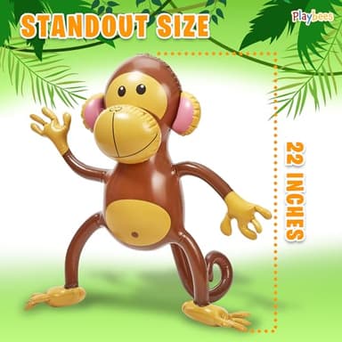 Playbees Large Inflatable Monkey 27" - 3 Pack Blow Up Animal Party Favors - Inflatables Jungle Decor, Monkeys for Baby Shower, Safari Birthday Kids & Toddlers Decorations, Kids Animal Party Supplies - Image 2