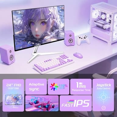 Amzfast 24 Inch Gaming Monitor 200Hz FHD 1080p Fast IPS Computer Monitor, 110% sRGB 1ms HDR Support Adaptive Sync, Eye Care VESA Mount HDMI 2.0 | Display Port 1.4 White Monitor, G24X1W - Image 6