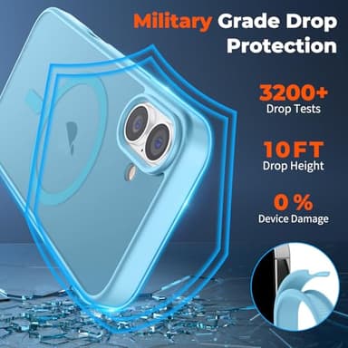 zapica Magnetic for iPhone 16 Plus Case, [Compatible with MagSafe] [Military Grade Drop Protection] Translucent Matte Shockproof Anti-Scratch Phone Case, Light Blue - Image 4