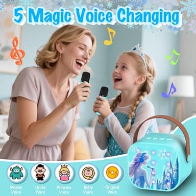 Mini Karaoke Machine for Kids Froze Toys for Girl Princess Toys 3 4 5 6 7 8 9 10 Year Old Girl Birthday Gifts Kids Toys Toddler Wireless Microphones - Image 2