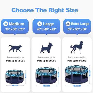 Grandtail Extra Large Dog Playpen, Portable Pet Play Pen for Cat, Puppies, Foldable Large-Capacity Pet Playpen for Indoor/Outdoor Dog House (Blue, 55" x 30", 8 Panels) - Image 2