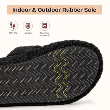 EverFoams Womens Fuzzy Open-toe Slippers Soft Comfy Memory Foam Indoor House Shoes Matt Black,7-8 US - Image 5