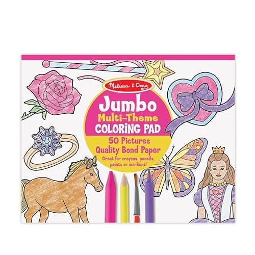 Melissa & Doug Jumbo 50-Page Kids' Coloring Pad - Horses, Hearts, Flowers, and More Princess Large Coloring Book for Ages 3+ - FSC-Certified - Image 1