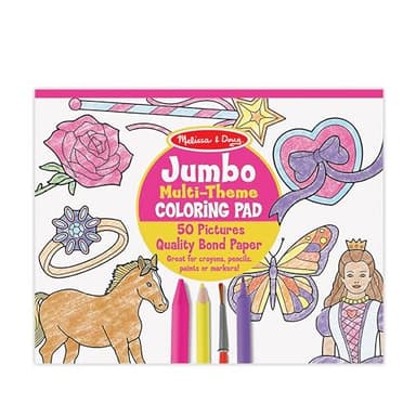 Melissa & Doug Jumbo 50-Page Kids' Coloring Pad - Horses, Hearts, Flowers, and More Princess Large Coloring Book for Ages 3+ - FSC-Certified - Image 1