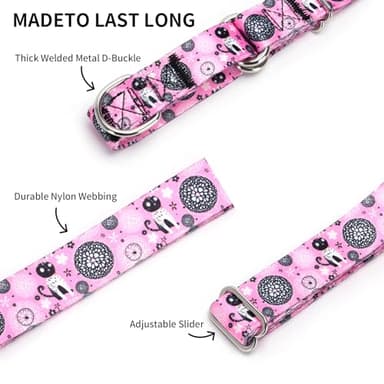 haoyueer Martingale Dog Collars - Flower Multicolor Cute Patterns, Adjustable Nylon Training Dog Collar Suitable for Boy and Girl Dogs Medium Large Dogs (20, L) - Image 4