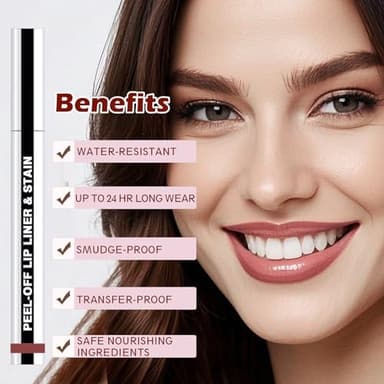 QCMME Lip Liner Stain Peel Off with Tweezer, Long Lasting Matte Lip Tattoo, Highly Pigmented Color Lip Tint Makeup, Waterproof, Transfer-proof Lipstain for Women, for All Skin Types Rose Pink - Image 3