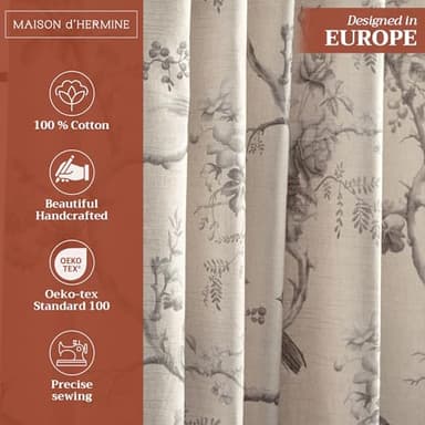 Maison d' Hermine Curtains for Living Room 100% Cotton 96 inch Length One Panel Light Filtering Curtains for Bedroom Windows with Rod and Loop Pockets Drapes (Turin, 50" W x 96" L) - Image 2