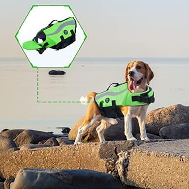 EMUST Life Jacket for Large Dogs, Dog Life Vest for Small/Medium/Large Dogs with Double Rescue Handles, High Reflective Dog Life Preserver for Swimming, Green,L - Image 8