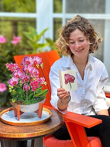Freshcut Paper Pop Up Cards, Orchid Oasis, 12 Inch Life Sized Forever Flower Bouquet 3D Popup Greeting Card, Birthday Cards, Get Well Gifts, Blank Notecard & Envelope - Image 9