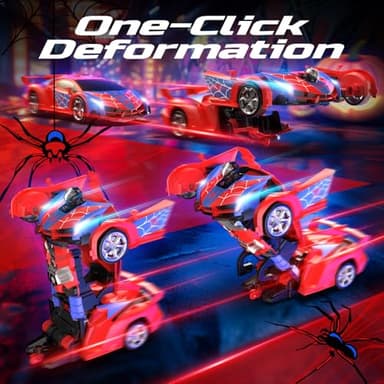 DEERC Spider RC Car Transform Robot, 2.4GHz Remote Control Spider Cars for Kids, 1:18 Scale Robot Toy Car W/One-Key Transformation, 360° Rotation, Auto Mode, Rechargeable Battery, Robot for Man Boys - Image 3