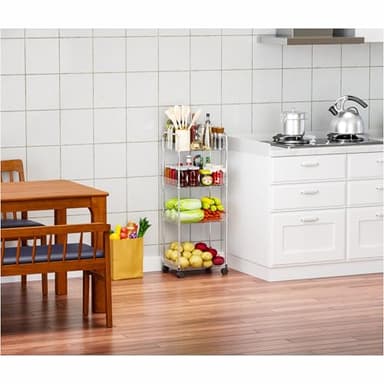 Yieach 3 Tiered Rolling Utility Cart on Wheels with Handle,Modern Design Storage Cart for Bedside,Nursery,Snack,Nail,Book,Diaper Caddy,Lash Cart Organizer,Detergent Stand for Laundry Room,Bathroom - Image 7