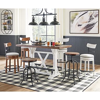 Signature Design by Ashley Valebeck Rustic Farmhouse 36" Counter Height Dining Table, Brown & White - Image 10